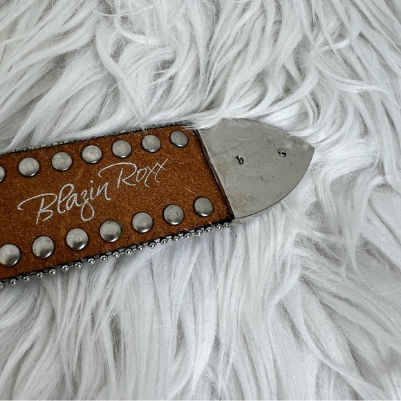 Blazin Roxx Western Womens Belt Gator Scalloped Rhinestone Black N3512001 - Picture 10 of 11